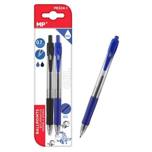 Mp Στυλό Διαρκείας Gel Pe224-1, 0.7mm, Μπλε Μαύρο, 2τμχ
