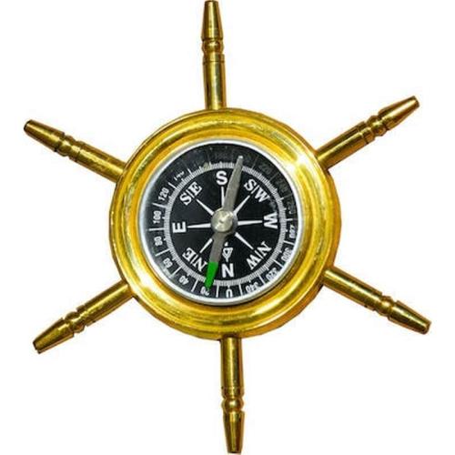 Ναυτική Πυξίδα Σε Σχήμα Ναυτικό Τιμόνι Bronze Nautical Compass 15cm