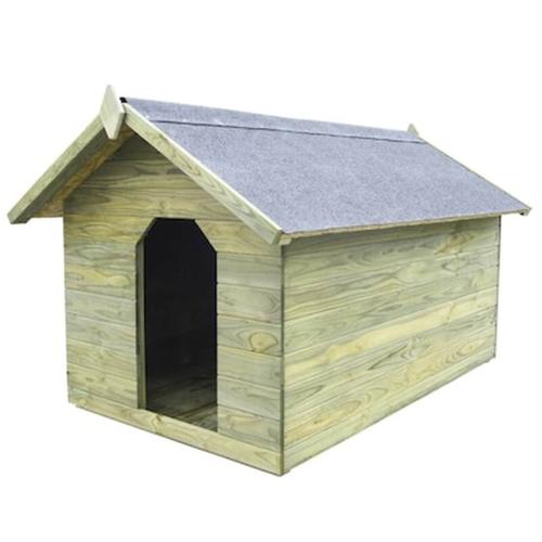 Ξύλινο Σπιίτι Με Ανοιγόμενη Οροφή Για Σκύλο Large- Φιστικί/Γκρι