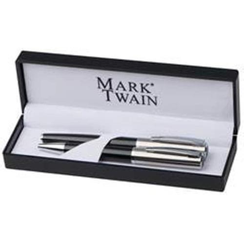 Σετ Στυλό Mark Twain Ball Pen Με Κλιπ-rolleball Pen Ασημί-μαύρο