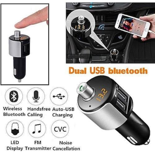 Mini Bluetooth Kit Modulator Mp3 Player Handsfree Με Οθόνη Lcd Και Φορτιστής Αυτοκινήτου 2 X Usb 2a