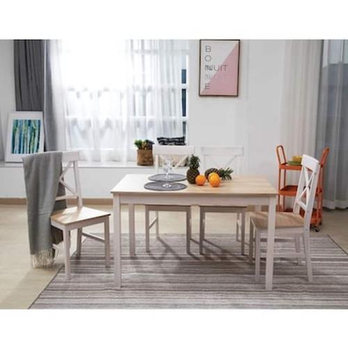 Daily Set Τραπέζι 118x74cm 4 Καρέκλες Άσπρο Φυσικό C58901