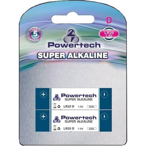 Powertech Super Alkaline Lr20 Battery, 1.5v - 2pack