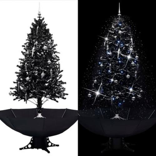 Vidaxl Χριστουγεννιάτικο Δέντρο Που Χιονίζει Μαύρο 190 Εκ. Pvc Με Βάση