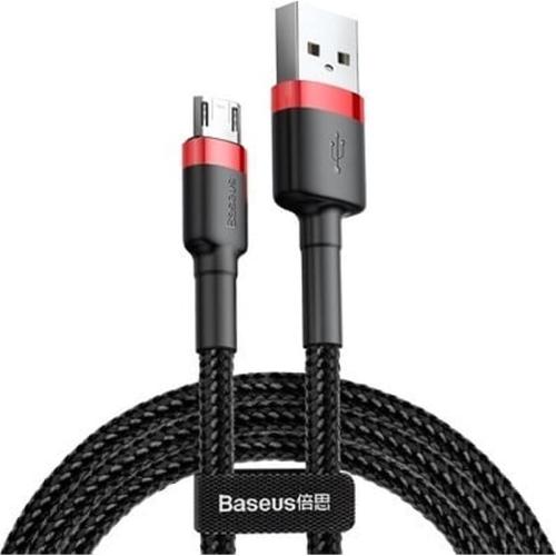 Baseus Cafule Cable Durable Nylon Braided Wire Usb / Micro Usb Qc3.0 2.4a 1m Black-red (camklf-b91)