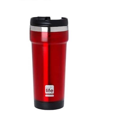 Ecolife Ανοξείδωτος Θερμός Για Ροφήματα Και Coffee Thermos Red 420ml (plastic Outside)