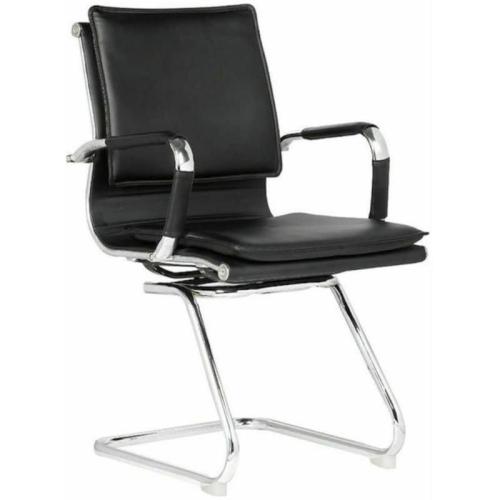 Καρέκλα Επισκέπτη Woodwell BF3600V από Τεχνητό δέρμα - Μαύρο