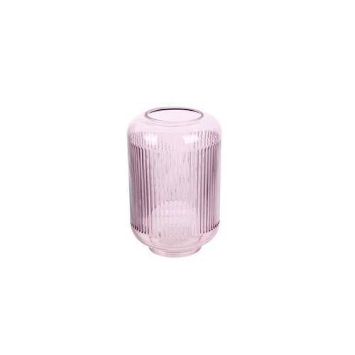 Γυάλινο Βάζο Ανάγλυφο Διακοσμητικό Σε Ροζ Χρώμα, Ύψους 21.5 Cm
