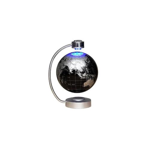 Μαγνητική Αιωρούμενη Υδρόγειος Σφαίρα Σε Μαύρο Χρώμα Με Led Φωτισμό Και Ασημί Βάση, 20x20 Cm