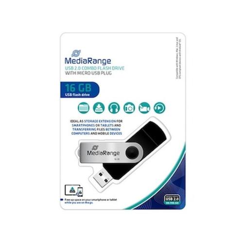 Mediarange Usb Combo Flash Drive With Micro Usb (otg) Plug, 16gb (mr931-2)