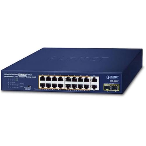 Network Switch Planet 16-port Ge 802.3at And 2-port Ge And 2-port 1000x Sfp