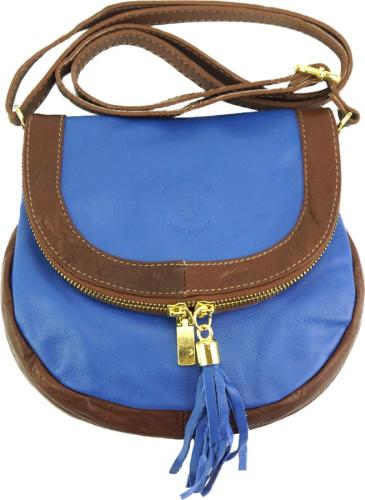 Δερμάτινη Τσάντα Ώμου Tarsilla Firenze Leather 238S Μπλε/Καφέ