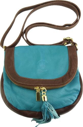 Δερμάτινη Τσάντα Ώμου Tarsilla Firenze Leather 238S Σκούρο Γαλάζιο/Καφέ