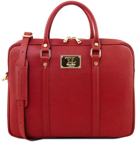 Τσάντα Laptop Δερμάτινη Prato TL141626 Κόκκινο Tuscany Leather