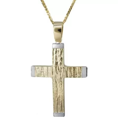 Βαπτιστικοί Σταυροί με Αλυσίδα Αντρικός σταυρός με καδένα 14Κ C022130 022130C Ανδρικό Χρυσός 14 Καράτια