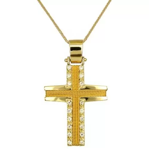 Βαπτιστικοί Σταυροί με Αλυσίδα ΧΡΥΣΟΙ ΣΤΑΥΡΟΙ ONLINE C016570 016570C Γυναικείο Χρυσός 14 Καράτια